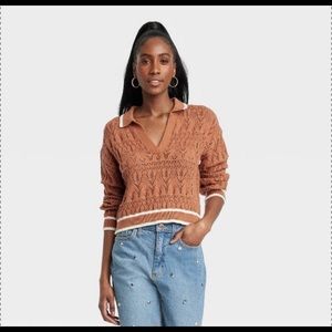 Universal thread rust collared sweater, size M